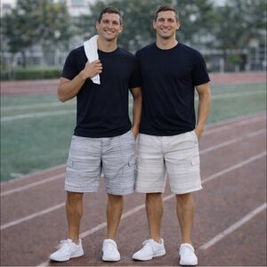 2 PAIR MENS CHAMPS SPORTS GEAR CSG HYBRID FLAT FRONT SHORTS - SIZE 32